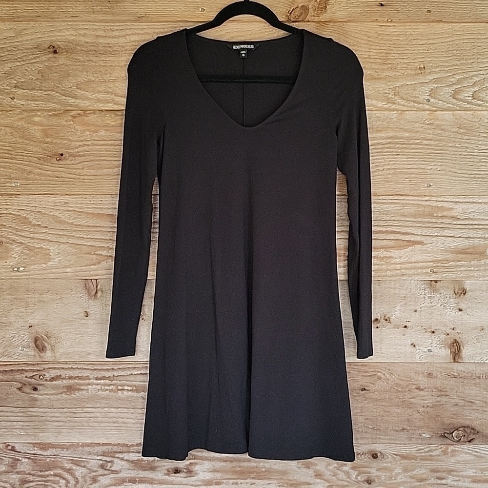 Express Size XSmall Black VNeck Trapeze Dress